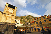 Old Town Square And Clock Tower; Kotor Montenegro