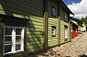 Painted Wooden Houses In The Old Town; Porvoo Finland