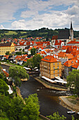 Vltava River And The Old Town; Chesky Krumlov Jihocesky Czech Republic