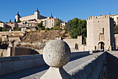 The Alcantara Bridge And The Alcazar Behind; Toledo Toledo Province Castilla-La Mancha Spain