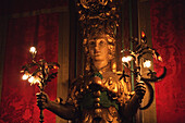 A Statue Illuminated With Lights In Hearst Castle A Mediterranean Style Mansion Near San Simeon; California United States Of America