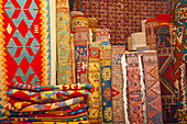 Rugs Displayed In A Retail Rug Store; Istanbul Turkey