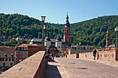 Alte Bruecke Bridge Showing Brueckentor Gate And Two Baroque Towers; Heidelberg Baden-Wurttemberg Germany