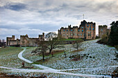 Snow On The Hills In Front Of Alnwick Castle; Alnwick Northumberland England
