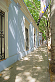 Shaded Street Alongside A Building In South America; Mendoza Argentina