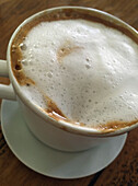 High Angle View of Frothy Cappuccino