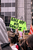 Bans off our Bodies! Sign at Abortion Rights Rally, New York City, New York, USA