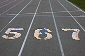 Numbered Lanes on Running Track