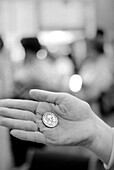 Hand holding Susan B. Anthony Dollar Coin, Washington, D.C, USA, Warren K. Leffler, U.S. News & World Report Magazine Photograph Collection, July 1979