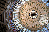 Low Angle View of Interior Dome Roof, Central Market, Valencia, Spain