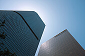 Low Angle View of Two Modern Office Buildings, Los Angeles, California, USA