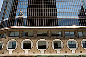 Keyhole windows at base of Modern Office Building, Los Angeles, California, USA