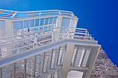 Low Angle View of White Fire Escape against Blue Sky, Getty Center, Los Angeles, California, USA