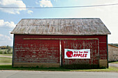 Weathered Red Barn at Apple Orchard