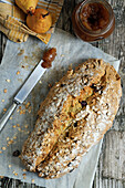 Homemade oat bread with dried fruit