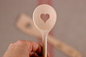 Cooking spoon with a heart cutout