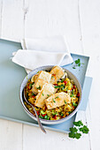 Crispy tofu with vegetable rice