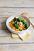 Vegan lentil curry with spinach