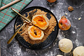 Apricot dumplings with breadcrumbs