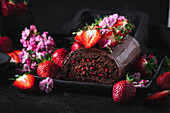 Chocolate Strawberry Sponge Roll