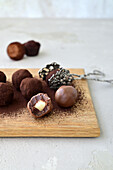 Homemade truffles with blue cheese