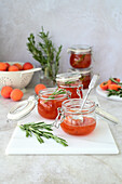Apricot jam with rosemary