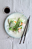 Summer rolls with surimi, glass noodles, cucumber, and pepper