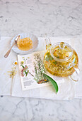 Metabolism tea made from yarrow, daisy, sage and elderflower
