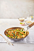Coconut chicken cooked in the wok with lemongrass