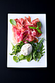 Parma ham and rocket salad with burrata