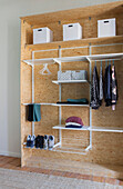 Open wardrobe made of veneer wood