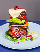 Portobello burger with camembert and cranberries
