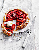 Rhubarb and almond galette