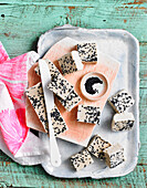 Coconut and black sesame fudge