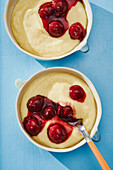 Semolina porridge with cherries