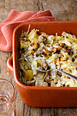 Pointed cabbage casserole with ground meat