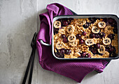 Baked oatmeal with bananas and berries