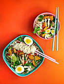 Ramen with tempeh and miso broth