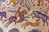 Antikes Mosaik aus dem 6. Jahrhundert, Berg Nebo, Jordanien. Wo Moses das heilige Land sah und begraben wurde.