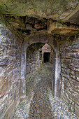 Secretive passageways, wind all through massive Moyne Abbey, County Mayo, Ireland.