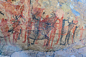 Mexico, Baja California Sur, Sierra de San Francisco. Rock art pictograph by the Cochimí people in Cueva Fleche.