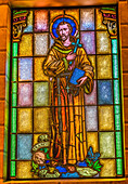 Franziskus von Assisi Glasmalerei, St. Augustine Kathedrale, Tucson, Arizona. Gegründet 1776 Wiederhergestellt 1800er Jahre