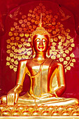 Chiang Mai, Thailand. Wat Phan On. Buddha-Statue im Chedi.