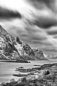 Norway, Lofoten Islands. Fjord at Mount Himmeltinden