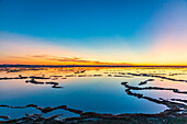 Guerrero Negro, Mulege, Baja California Sur, Mexico. Salt ponds at sunset.