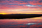 USA, Georgia, Savannah. Sunrise along Grimball Creek.