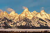 USA, Wyoming, Grand Teton National Park. Grand Tetons in winter.