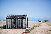 Old Fishermens Huts On The Beach In Dungeness, Kent, Uk