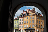 Late-Renaissance style burgher houses in Zamkowy Square (Plac Zamkowy) which were rebuilt after the Second World War and now form the UNESCO World Heritage Site Old Town district of Warsaw, Poland