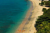 High Angle View Of Kayakers On Magazine Beach; Grenada, Caribbean